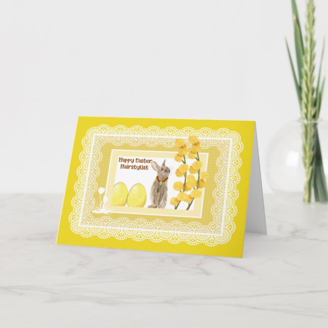 Tarjeta de Pascua en Amarillo para Hairstylist (Anverso)
