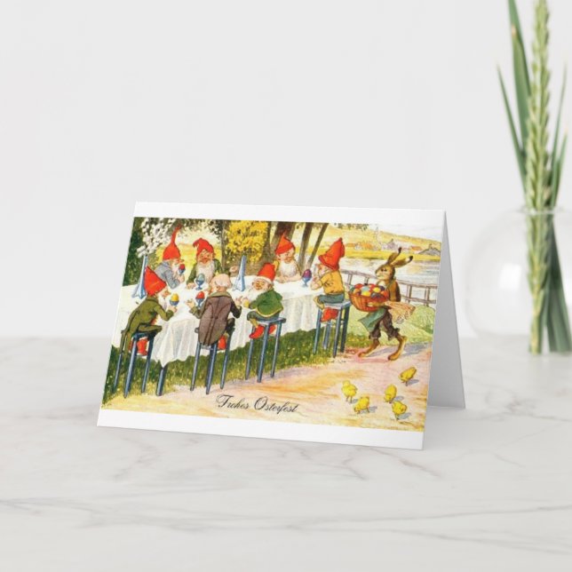 Tarjeta de pascua enana alemana del vintage (Anverso)