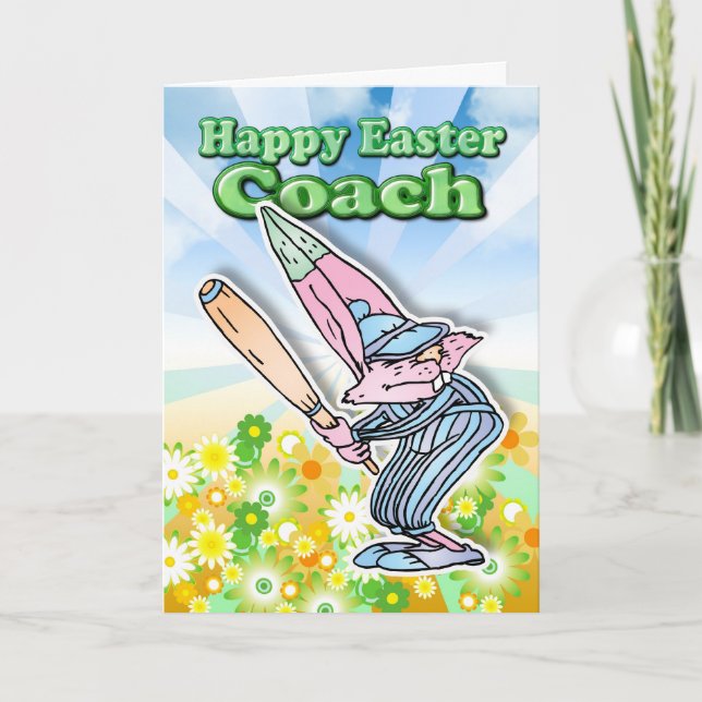 Tarjeta de pascua - entrenador de béisbol del (Anverso)