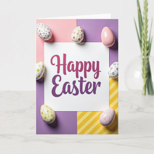 Tarjeta de Pascua Feliz a rayas