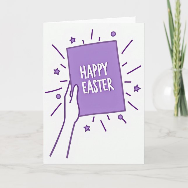 Tarjeta de Pascua Feliz con Estrella Morada (Anverso)