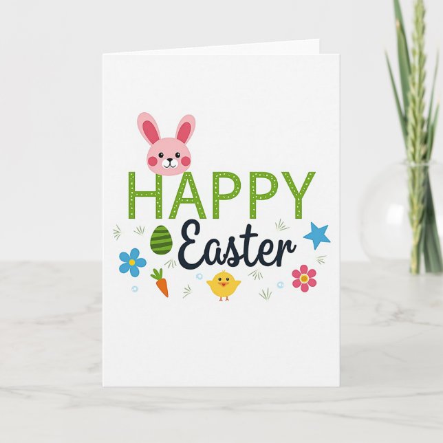 Tarjeta de Pascua Feliz con Lunares (Anverso)