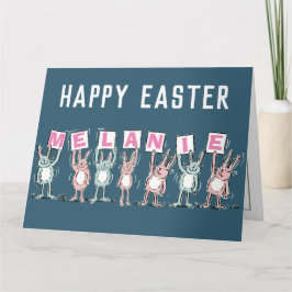 Tarjeta de Pascua Feliz con nombre de 7 letras