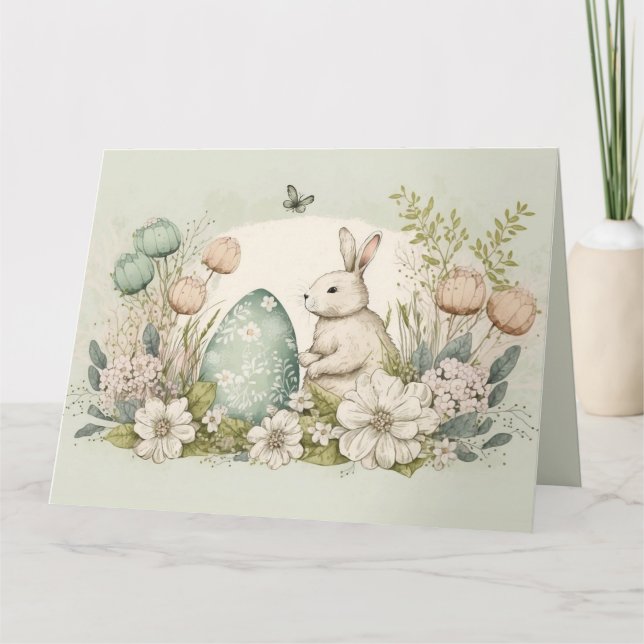 Tarjeta de Pascua Feliz, Conejo Cute (Anverso)