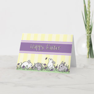 Tarjeta de pascua feliz de los conejitos de pascua