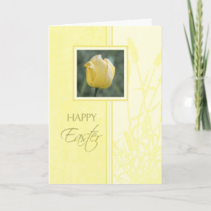 Tarjeta de pascua feliz del tulipán amarillo
