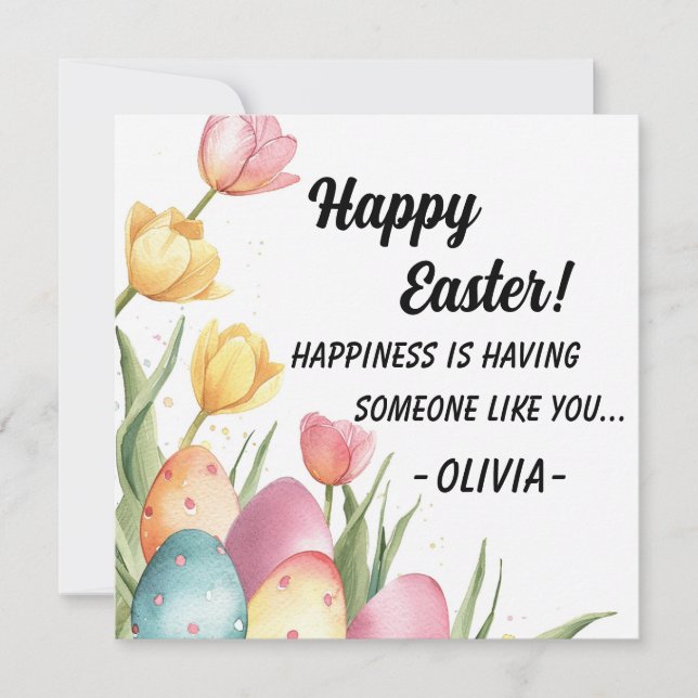 Tarjeta de Pascua Feliz, Flores de Primavera Felic (Anverso)