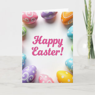 Tarjeta de Pascua feliz oval pastel