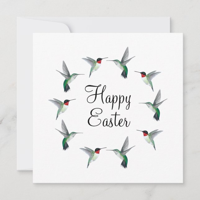 Tarjeta de pascua feliz para los Hummingbirds (Anverso)