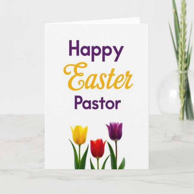 Tarjeta de Pascua Feliz para Pastor (Anverso)