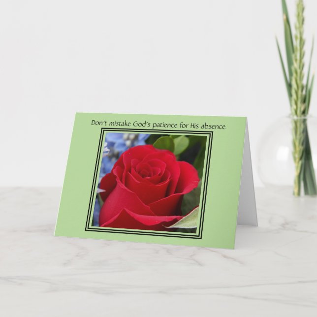 Tarjeta de Pascua, Flor de Rosa Roja, versículo de (Anverso)
