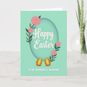 Tarjeta de Pascua floral azul verdoso