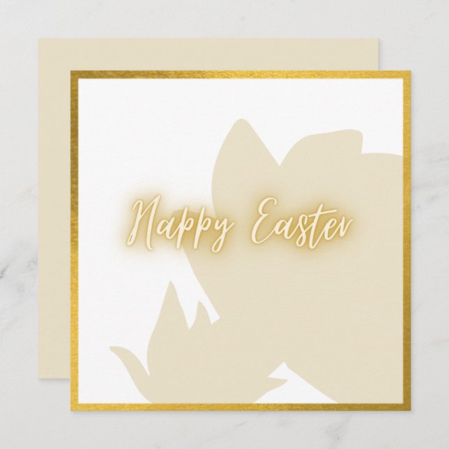Tarjeta de Pascua Floral Blanca de Oro Clásico (Anverso / Reverso)
