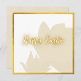 Tarjeta de Pascua Floral Blanca de Oro Clásico