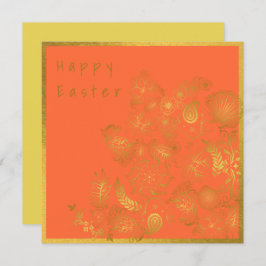 Tarjeta de Pascua Floral de Naranja Clásico