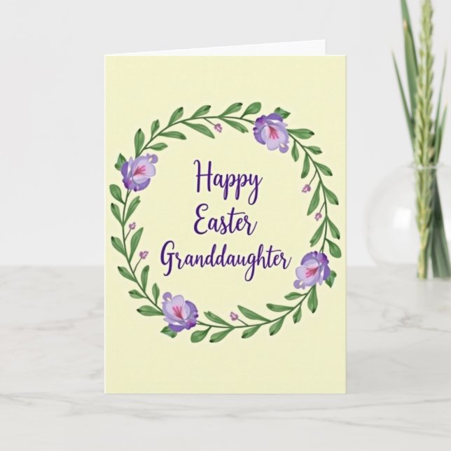Tarjeta de Pascua Floral Fuchsia para Nieta (Anverso)
