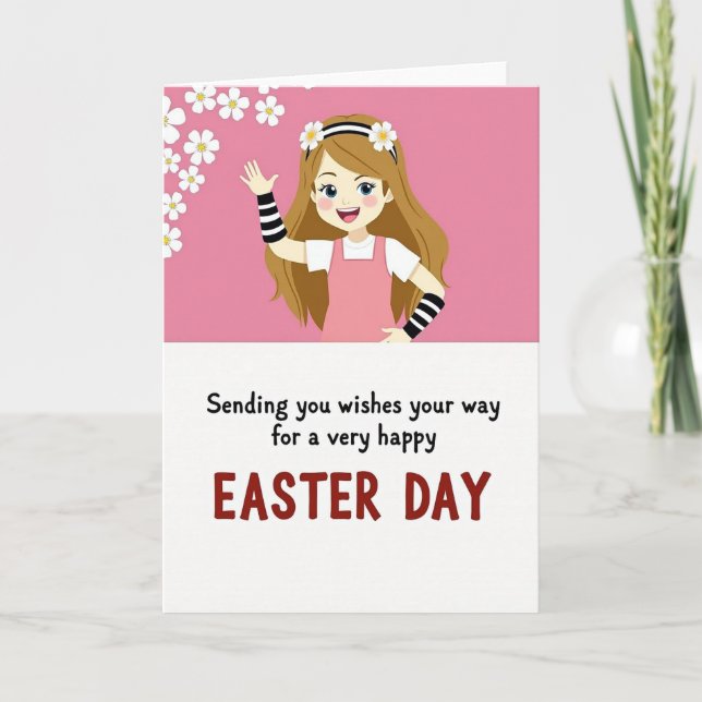 Tarjeta de Pascua floral rosa (Anverso)