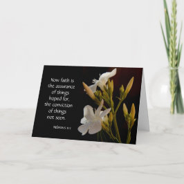 Tarjeta de Pascua, Flores Blancas, versículo de la