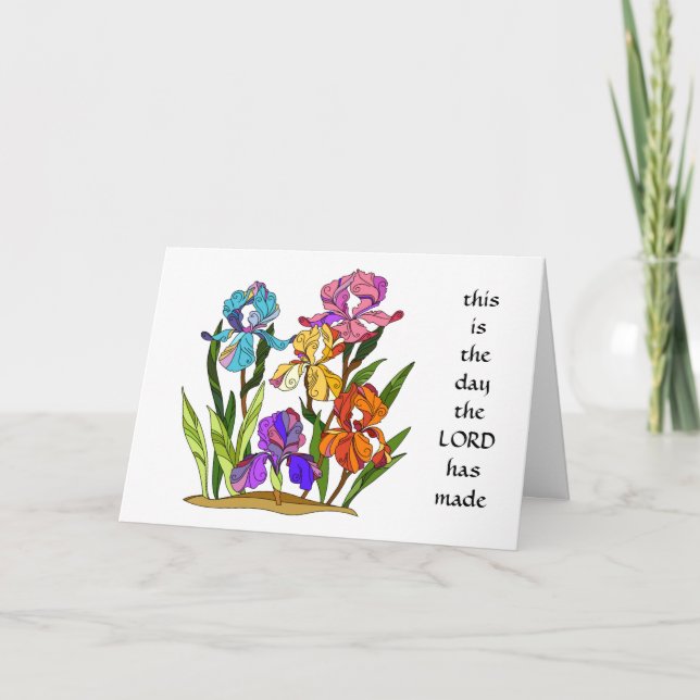 Tarjeta de Pascua: Flores pintadas con verso del s (Anverso)