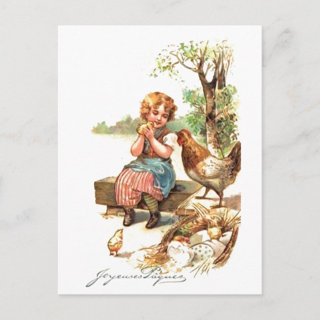 Tarjeta de Pascua Francesa Retro Vintage (Anverso)