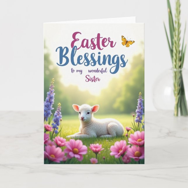 Tarjeta de Pascua Hermana Primavera con Bendicione (Anverso)