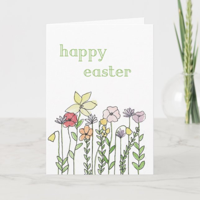 Tarjeta de Pascua - ilustracion floral (Anverso)