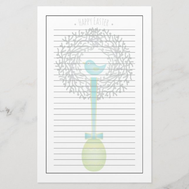 Tarjeta de pascua, jerarquía del pájaro y huevo (Anverso)