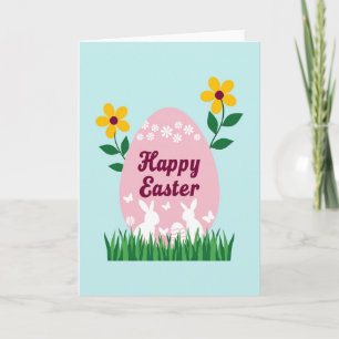 Tarjeta de Pascua ovalada rosa