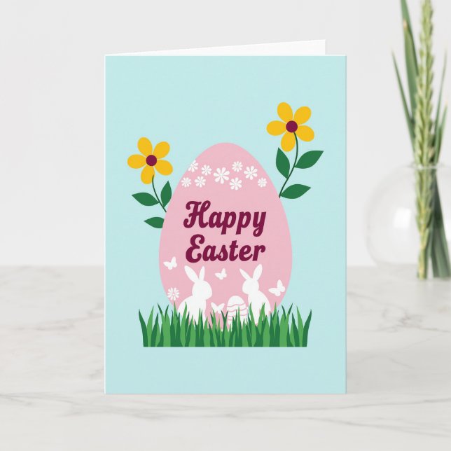 Tarjeta de Pascua ovalada rosa (Anverso)