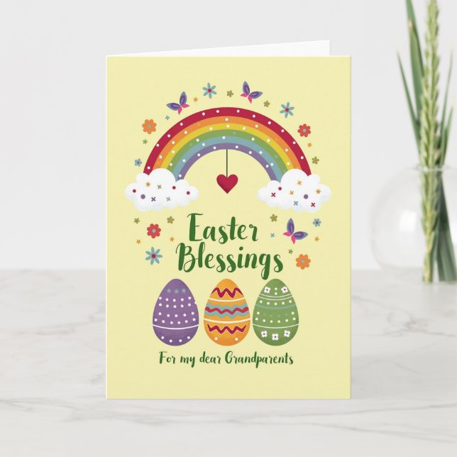 Tarjeta de Pascua para Abuelos Arcoíris (Anverso)
