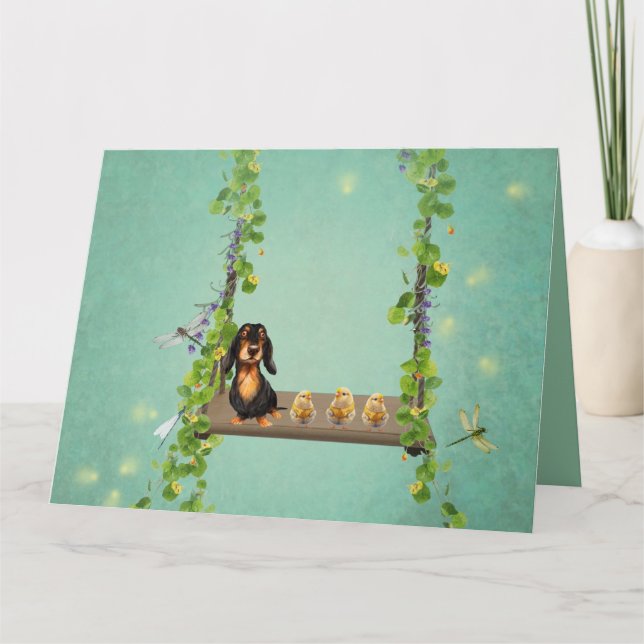 Tarjeta de Pascua para Dachshund (Anverso)