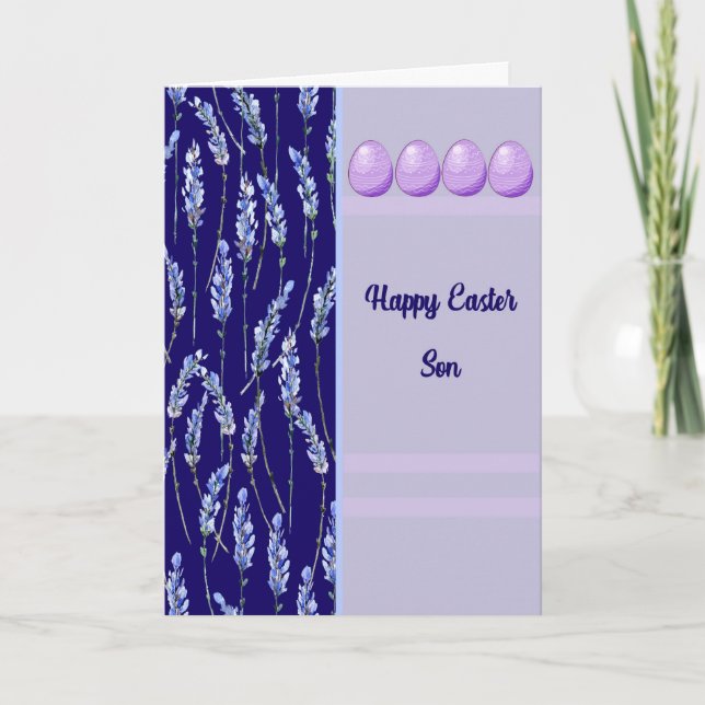 Tarjeta de Pascua para el hijo con huevos (Anverso)