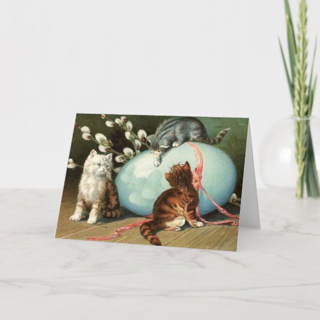 Tarjeta de Pascua para Gatitos de Pascua de Victor (Anverso)