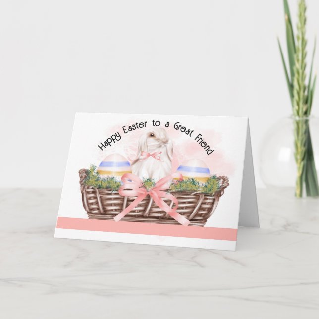 Tarjeta de Pascua para Gran Amigo con Conejo (Anverso)