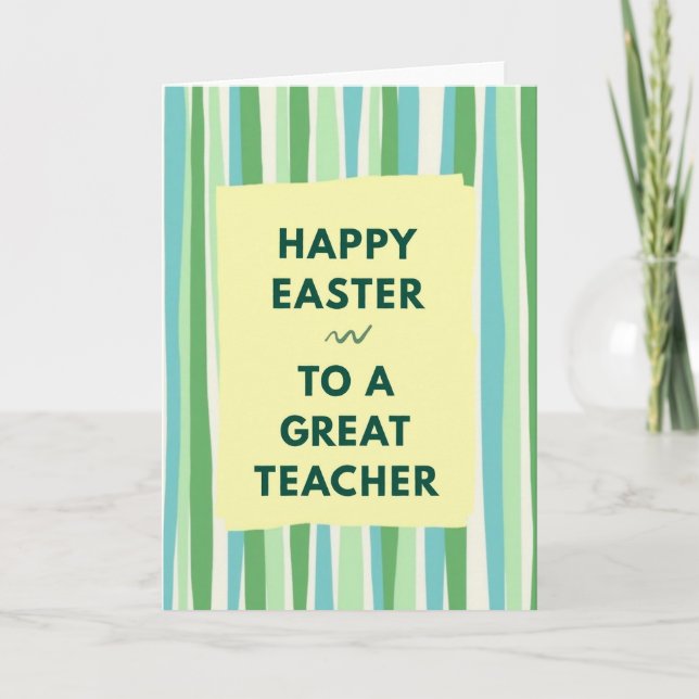 Tarjeta de Pascua para maestro con rayas (Anverso)