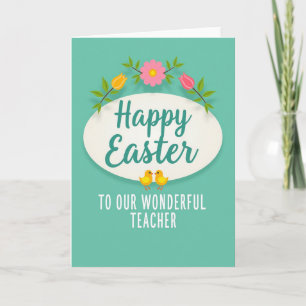 Tarjeta de Pascua para maestro floral