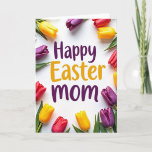 Tarjeta de Pascua para Mamá con Borde de Tulipanes