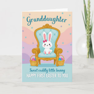 Tarjeta de Pascua para nieta con conejo