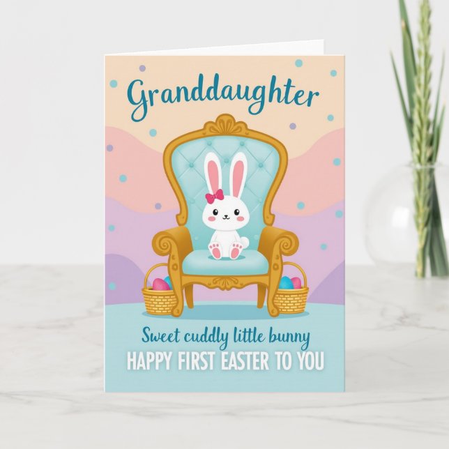 Tarjeta de Pascua para nieta con conejo (Anverso)