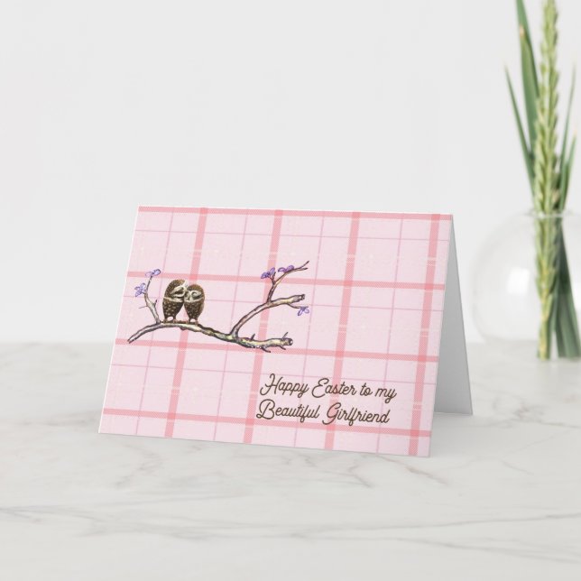 Tarjeta de Pascua para Novia con Lechuzas (Anverso)