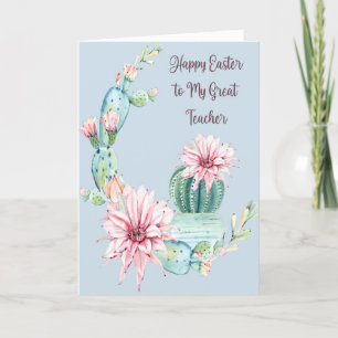 Tarjeta de Pascua para profesor con Bonito Cacti