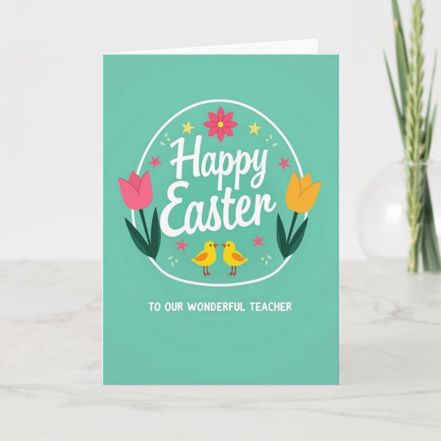 Tarjeta de Pascua para Profesor en Círculo (Anverso)