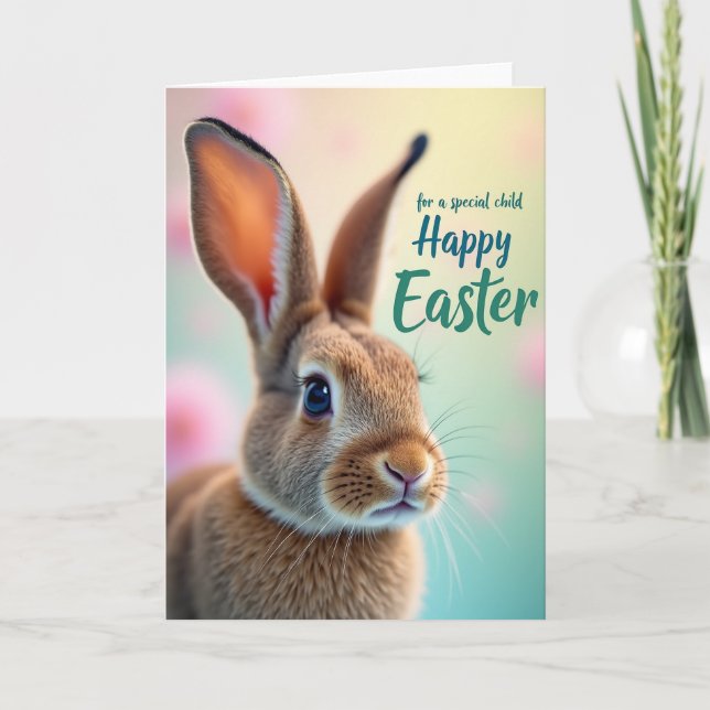 Tarjeta de Pascua pastel de conejito marrón (Anverso)