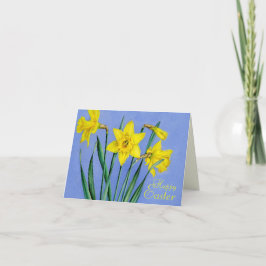 Tarjeta de pascua pintada amarillo de los narcisos