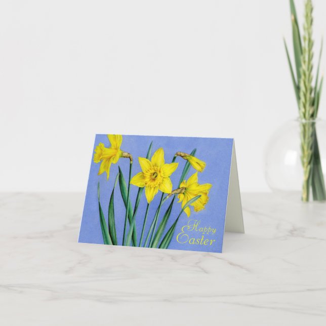 Tarjeta de pascua pintada amarillo de los narcisos (Anverso)