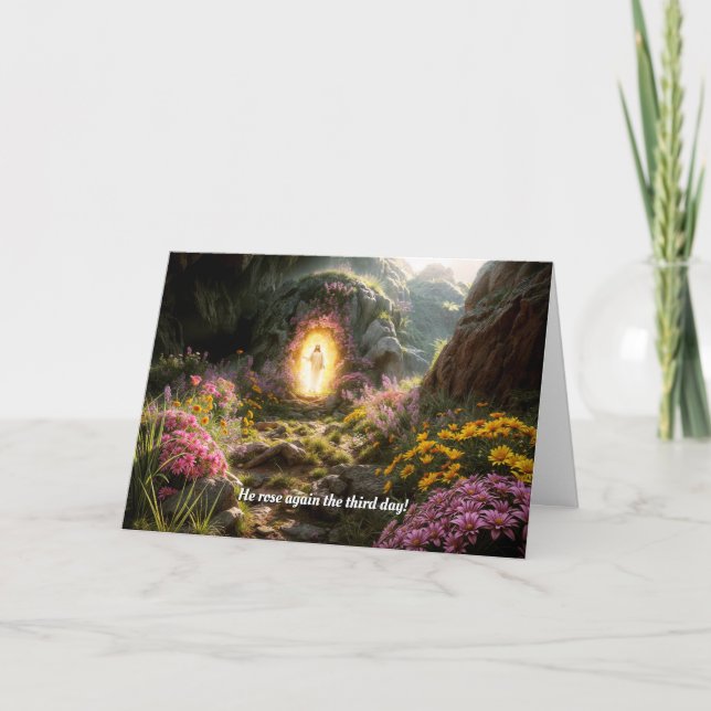 Tarjeta de Pascua resucitada de Jesús (Anverso)