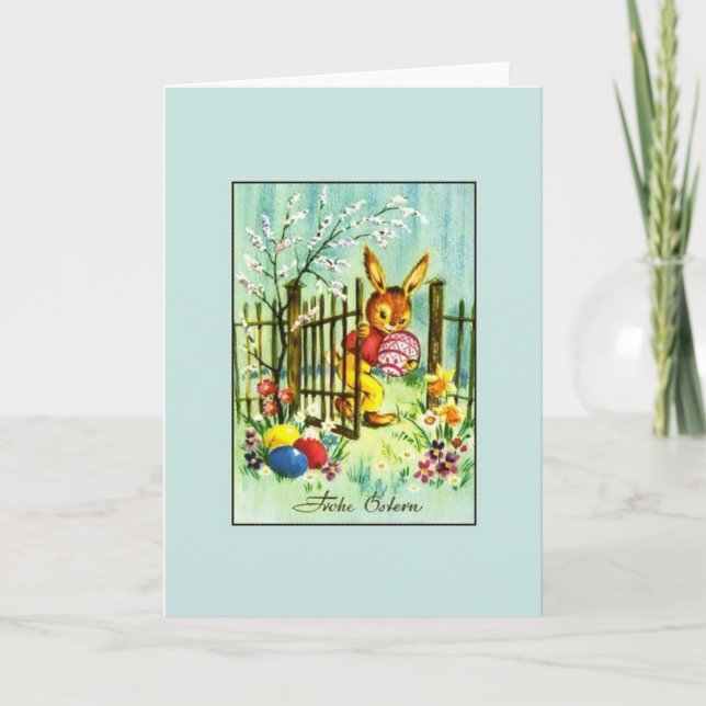 Tarjeta de pascua retra del alemán.  ¡Frohe (Anverso)