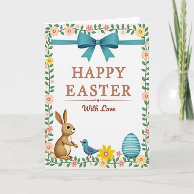 Tarjeta de Pascua Roja y Azul (Anverso)