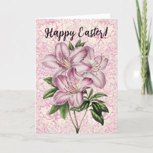 Tarjeta de Pascua Rosa Lily Bunch de Flores Vintag