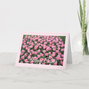 Tarjeta de pascua rosa para tulipanes